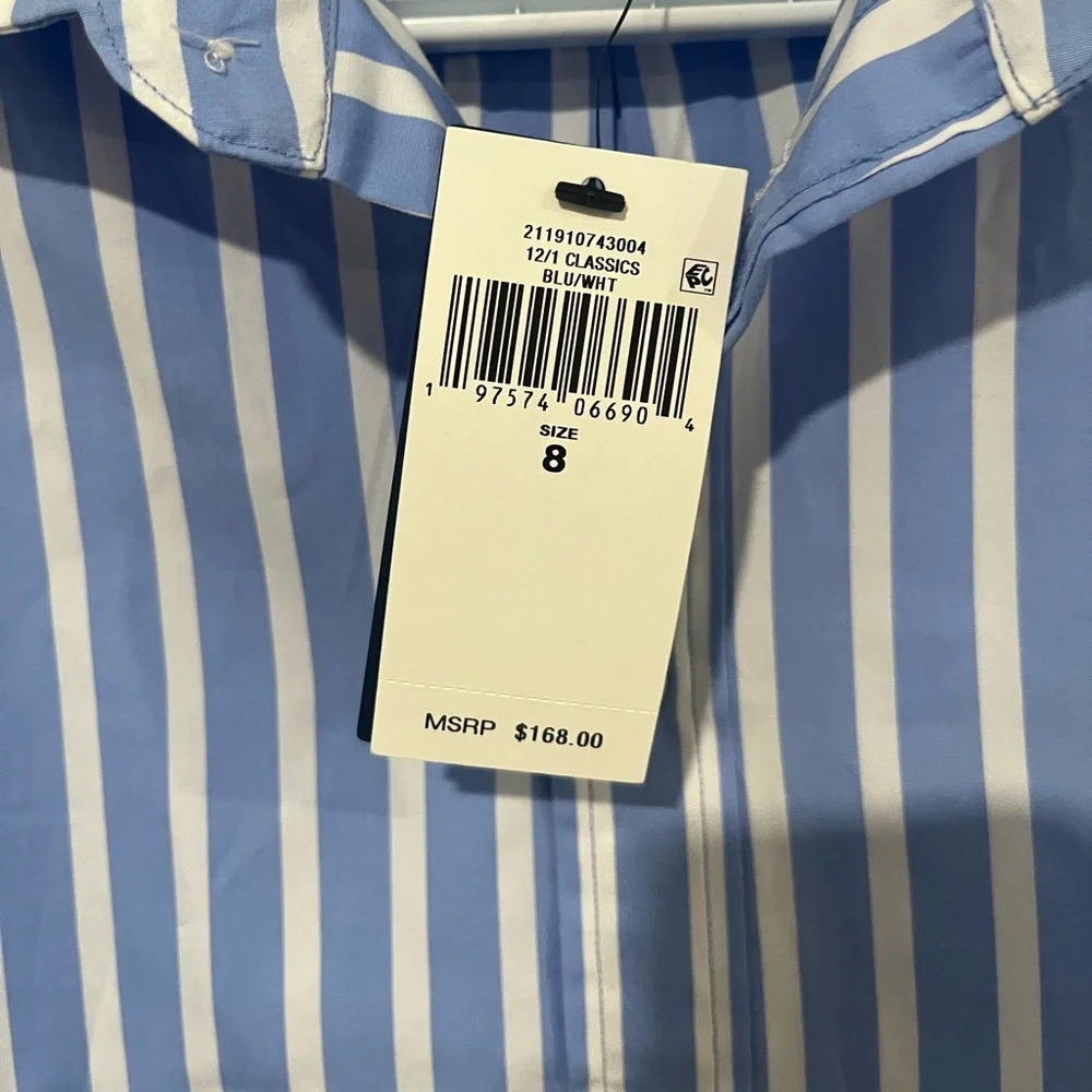 Polo Ralph Laurent Relaxed Fit Striped Cotton Shirt | Blue/White Stripe | size 8 - Picture 6 of 11